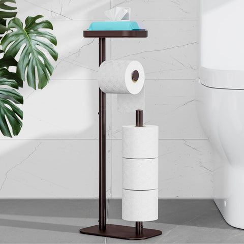 Kitsure free-standing toilet paper holder with anti-slip base for stability in the bathroom