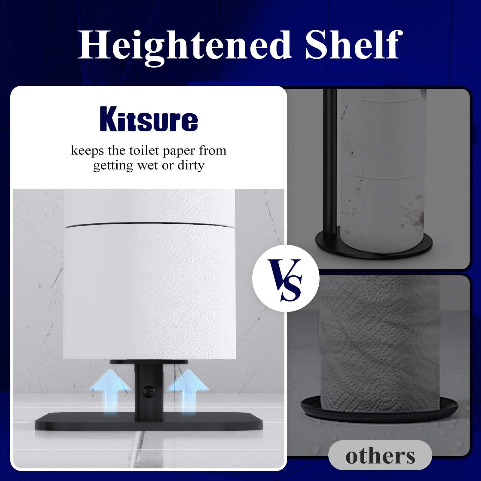 Kitsure stand includes a shelf for a phone or small items.