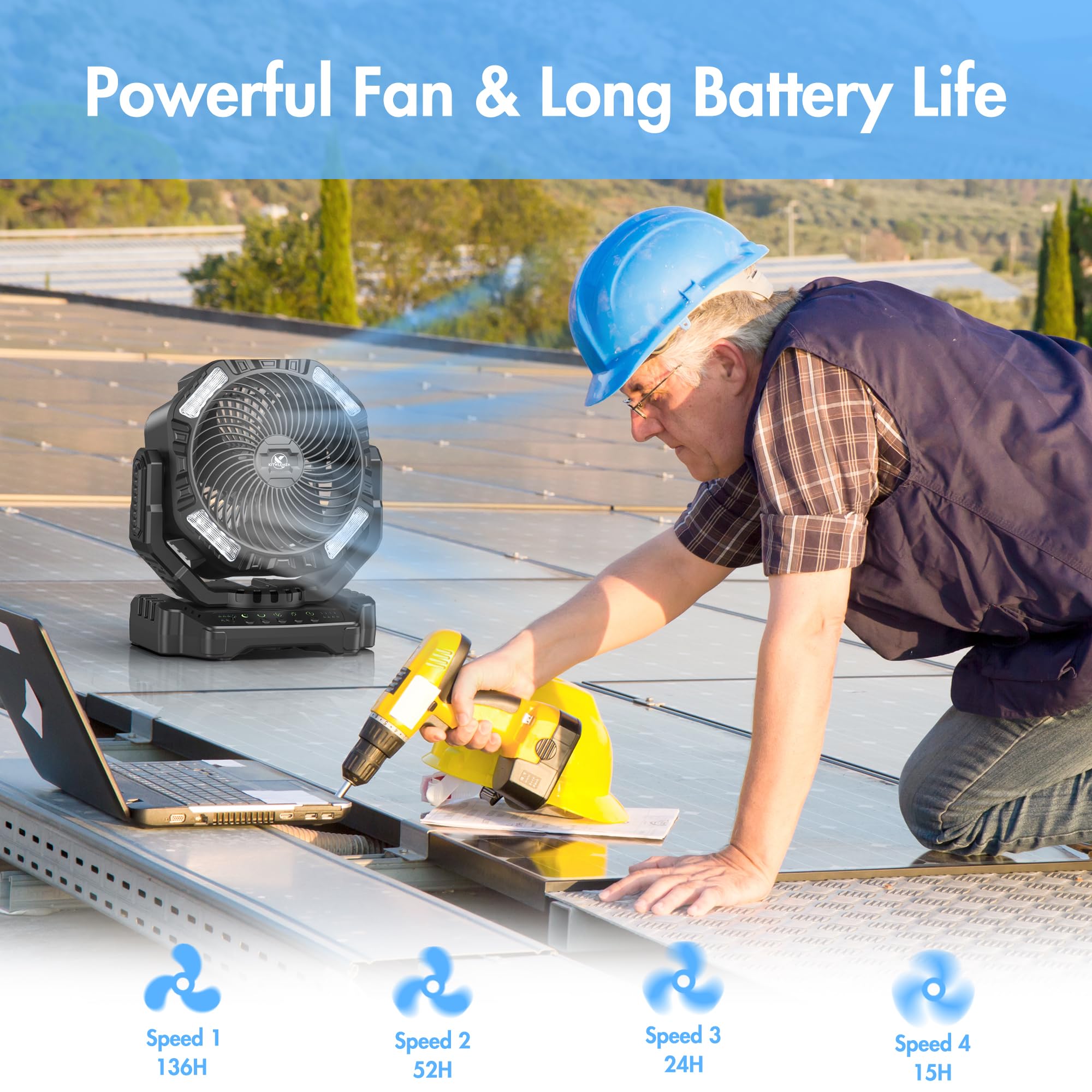 KITWLEMEN AMACOOL oscillation and tilt deliver full-directional airflow.