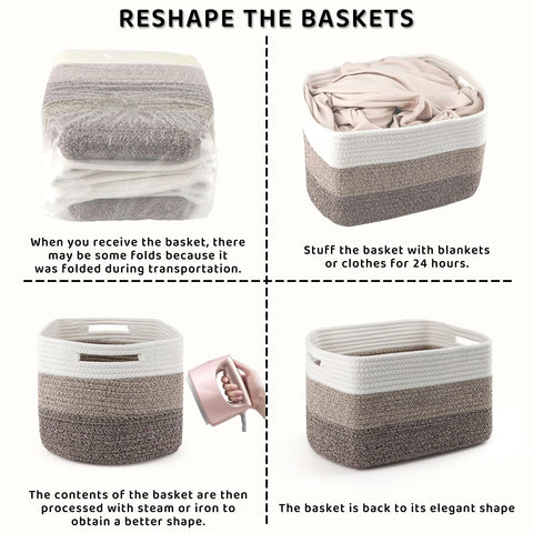 KIUGCO 4-pack baskets in white and brown tones.