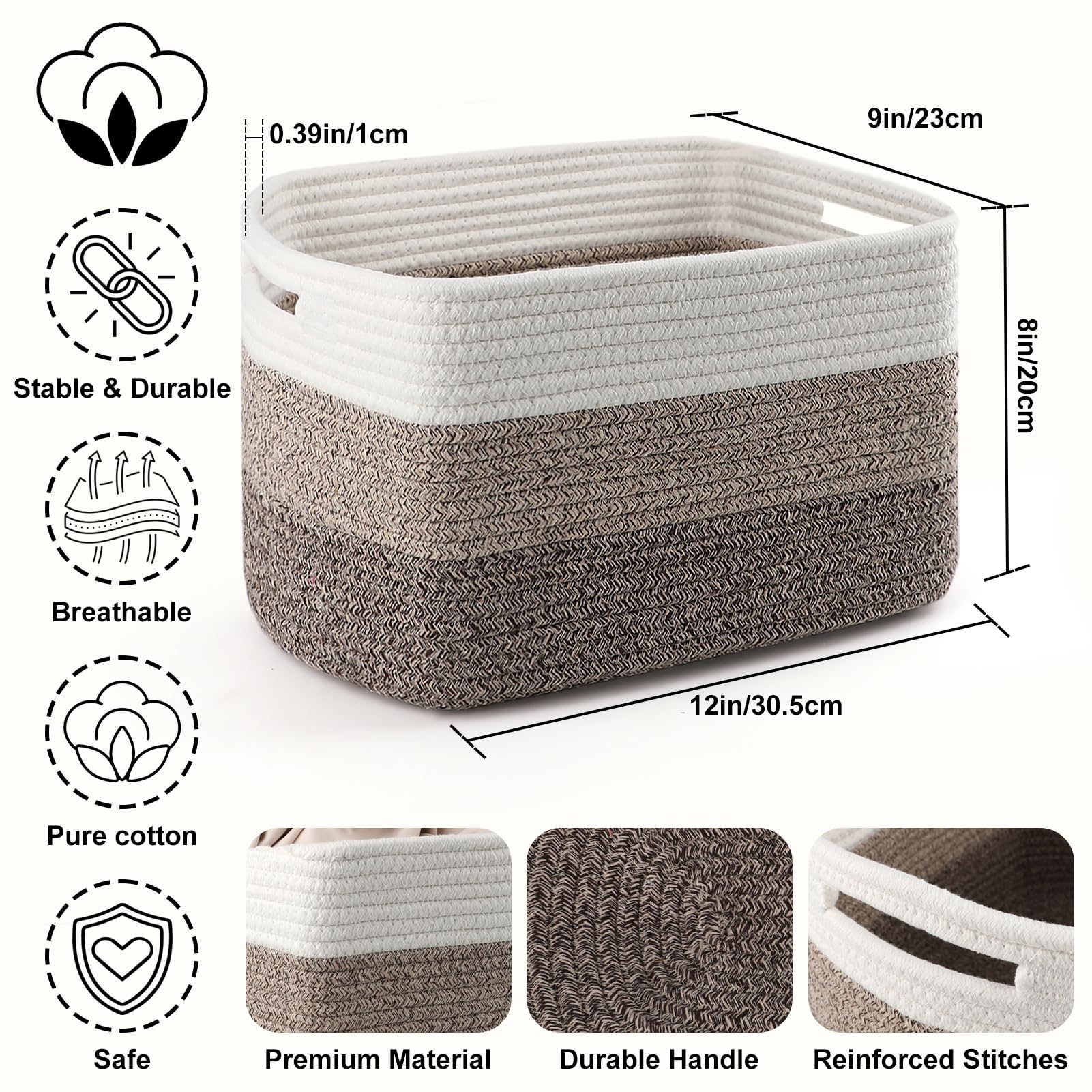 KIUGCO 4-pack storage baskets with handles for easy moving.