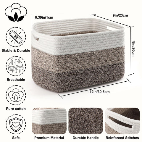 KIUGCO 4-pack storage baskets with handles for easy moving.
