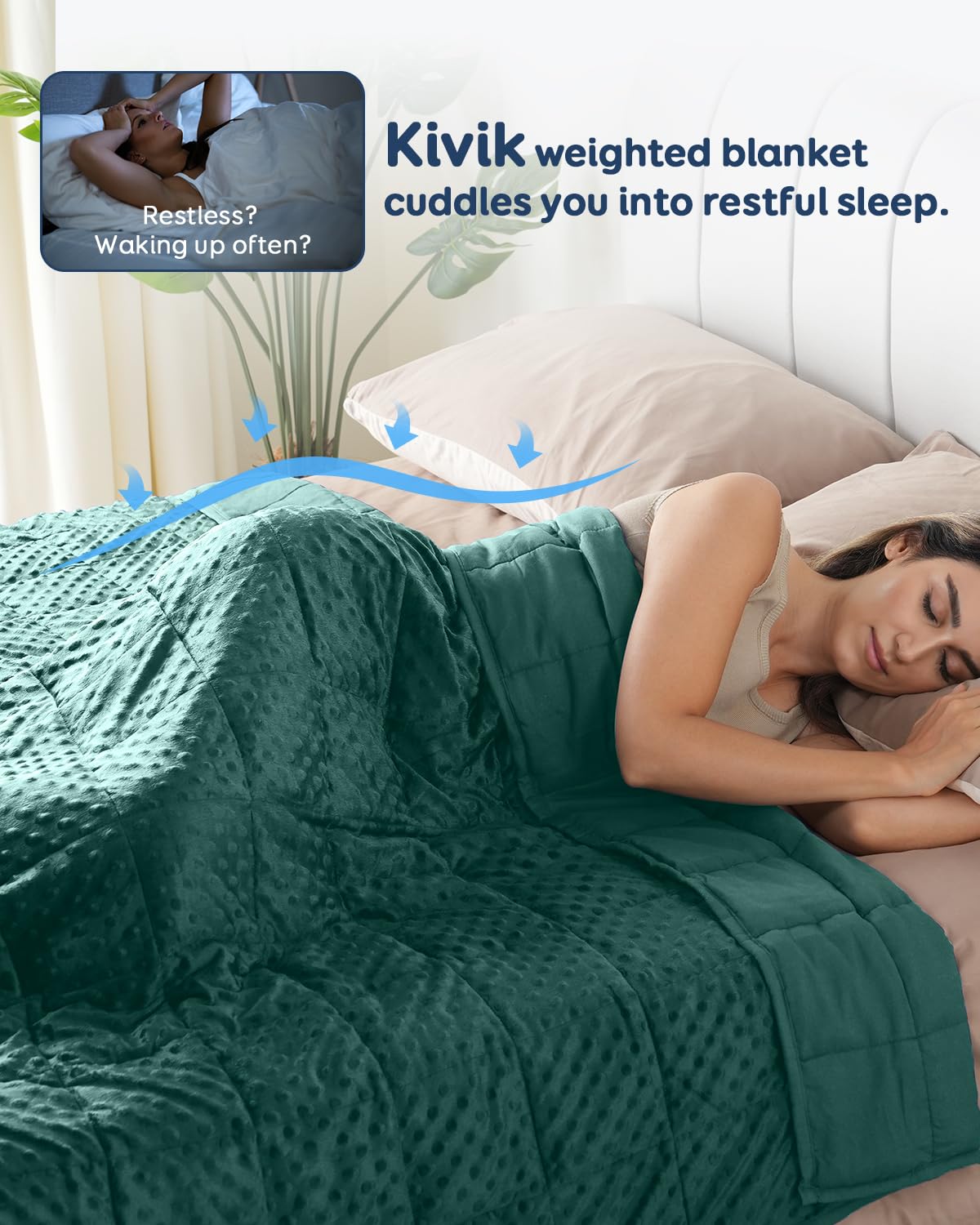 Kivik blanket beads close-up reveals even distribution for calm weight.