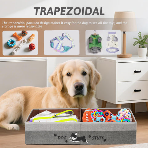 Kiviron large dog toy basket folded flat for compact storage.