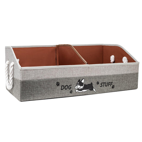 Kiviron large dog toy basket front view with handles for easy transport.