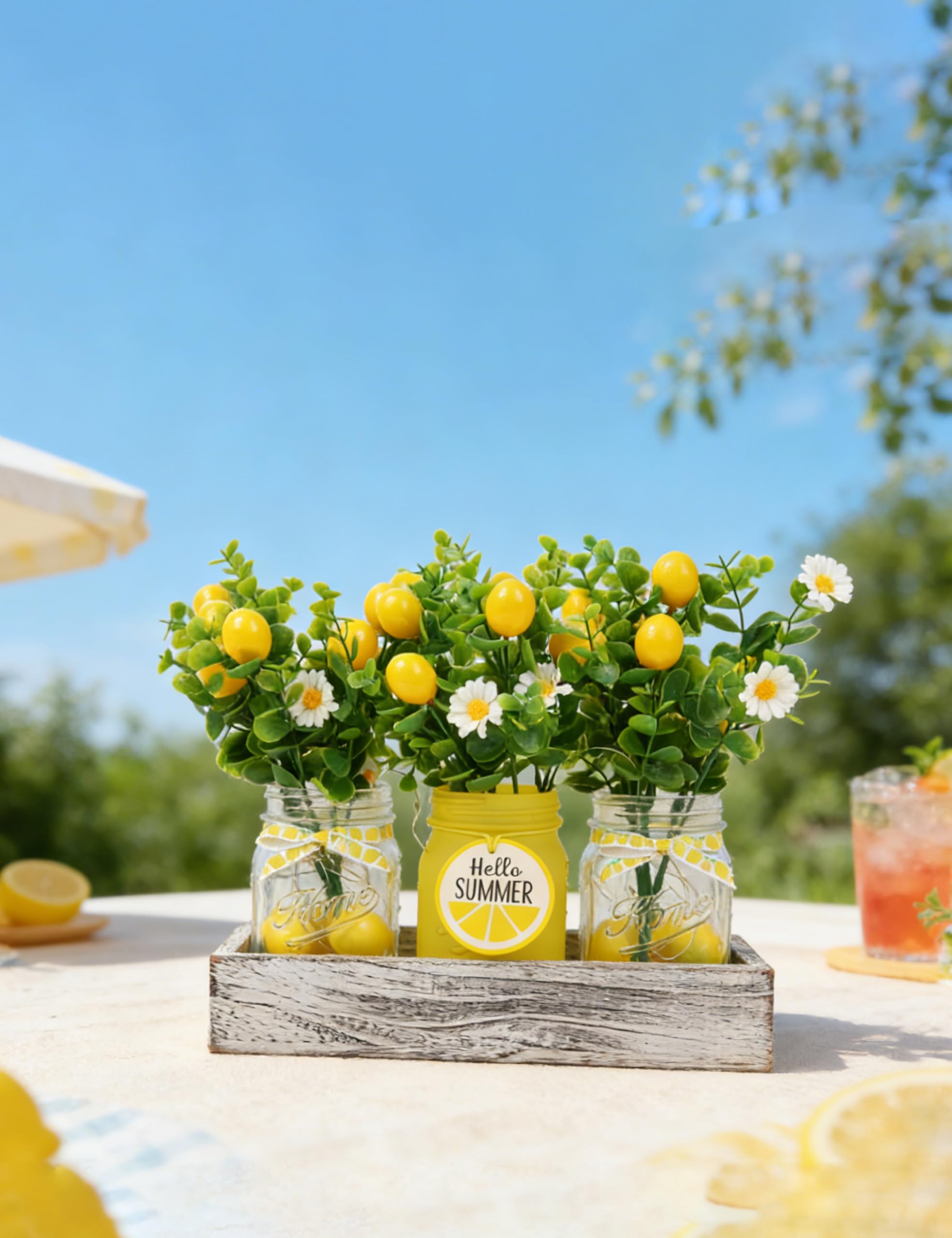 KIVIVO farmhouse lemon set for indoor or outdoor entertaining