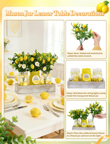 KIVIVO faux lemons with wood tray offer a fresh farmhouse display