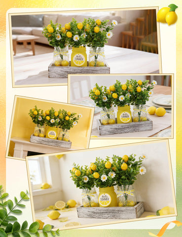 KIVIVO lemon decor on coffee table or mantle adds cheerful accents
