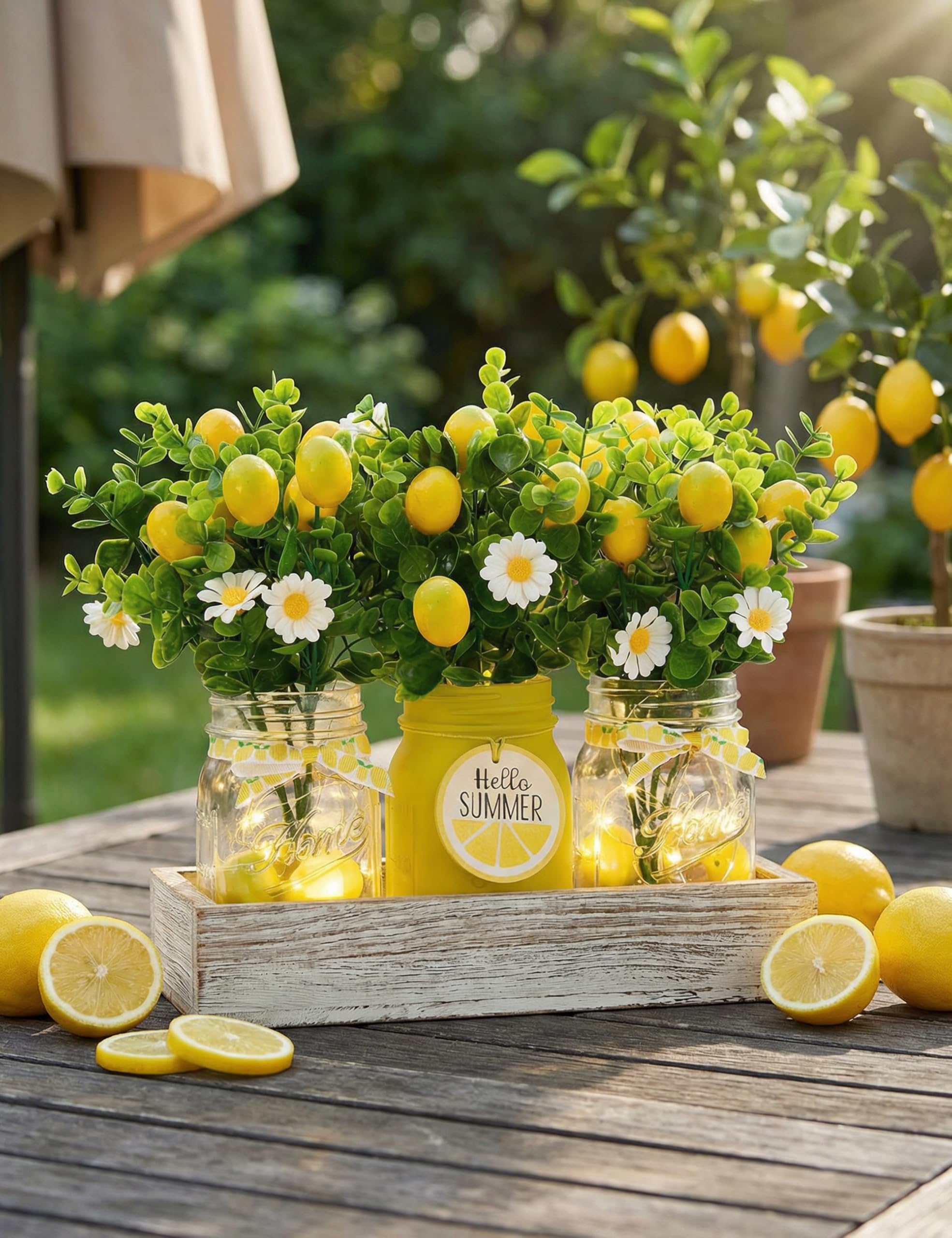 KIVIVO wooden tray with lemon accents for versatile styling