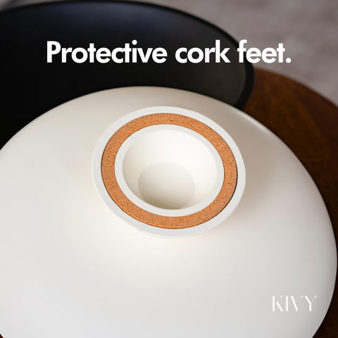KIVY concrete fruit bowl anti-slip cork foot, stable on countertops.