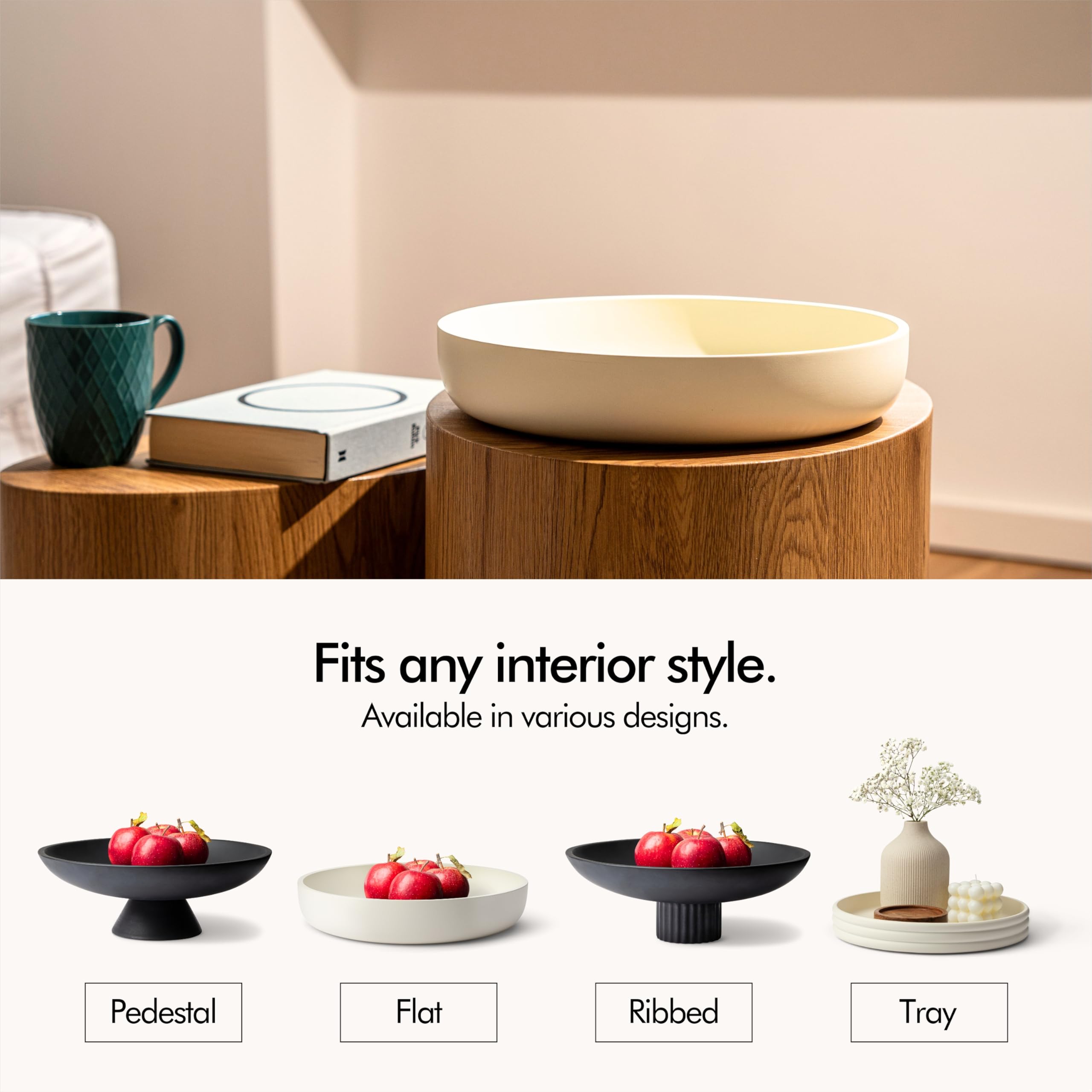 KIVY concrete fruit bowl black decor, minimalist and versatile for home styling.
