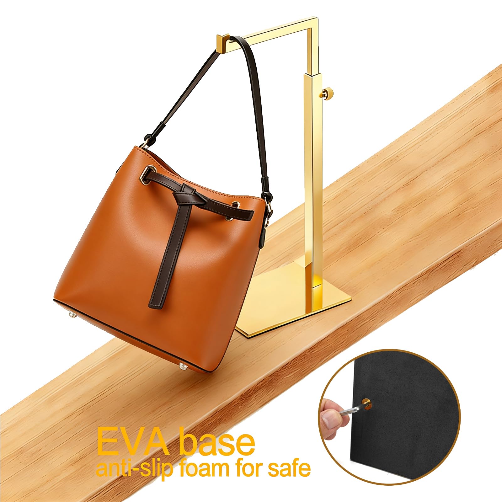 K KAIDIYIN gold purse display stand anti-slip base prevents tipping