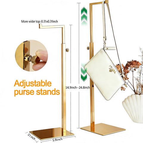 K KAIDIYIN gold purse display stand base detail showing stability support