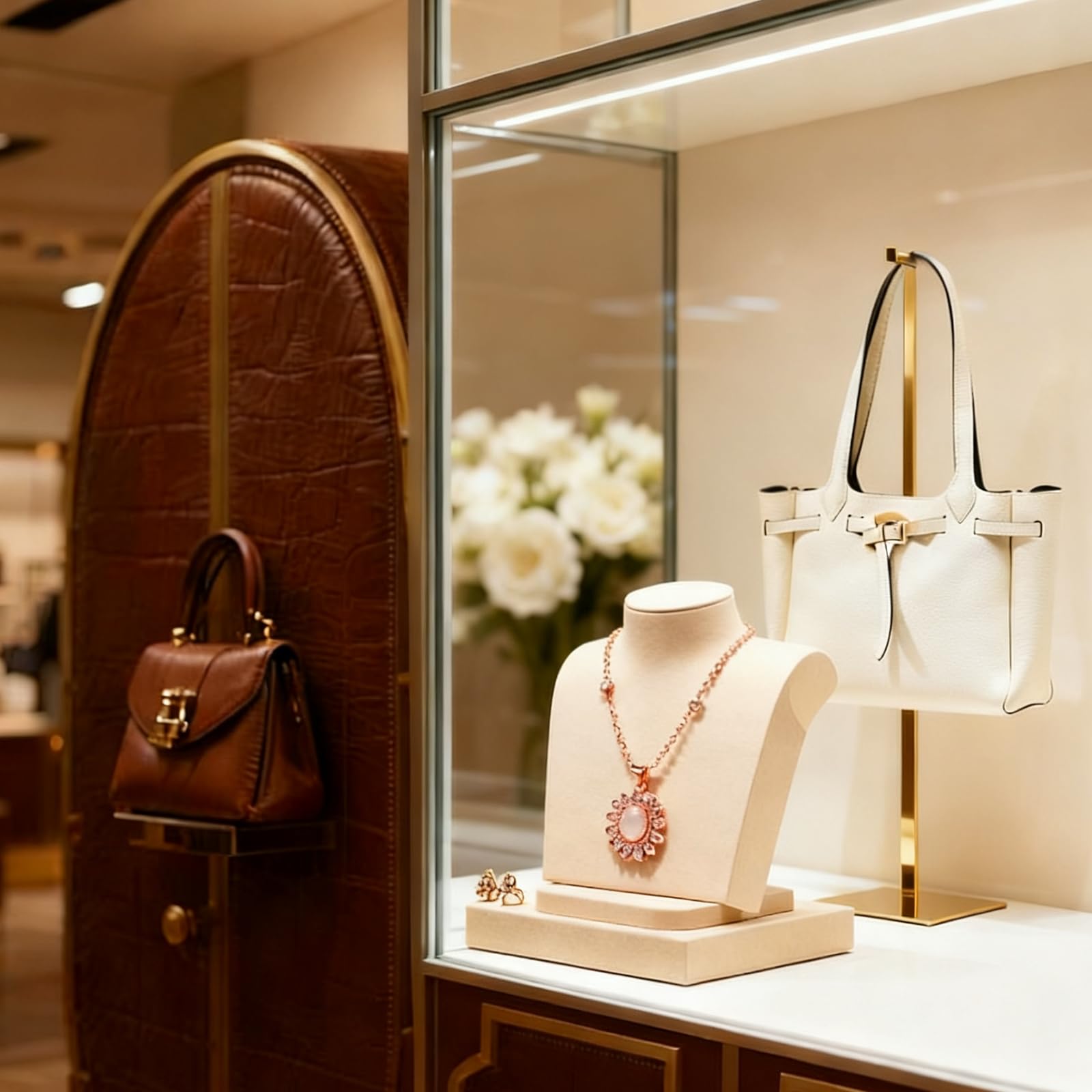 K KAIDIYIN gold purse display stand in closet suitable for tabletop display