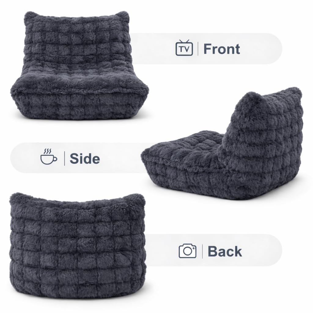 KKdema backrest-providing bean bag supports posture during study or TV.