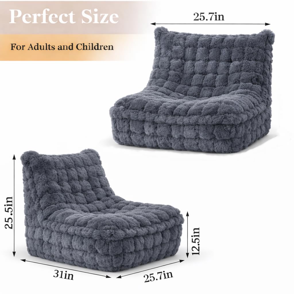 KKdema memory foam bean bag with filling adapts to your body for support.