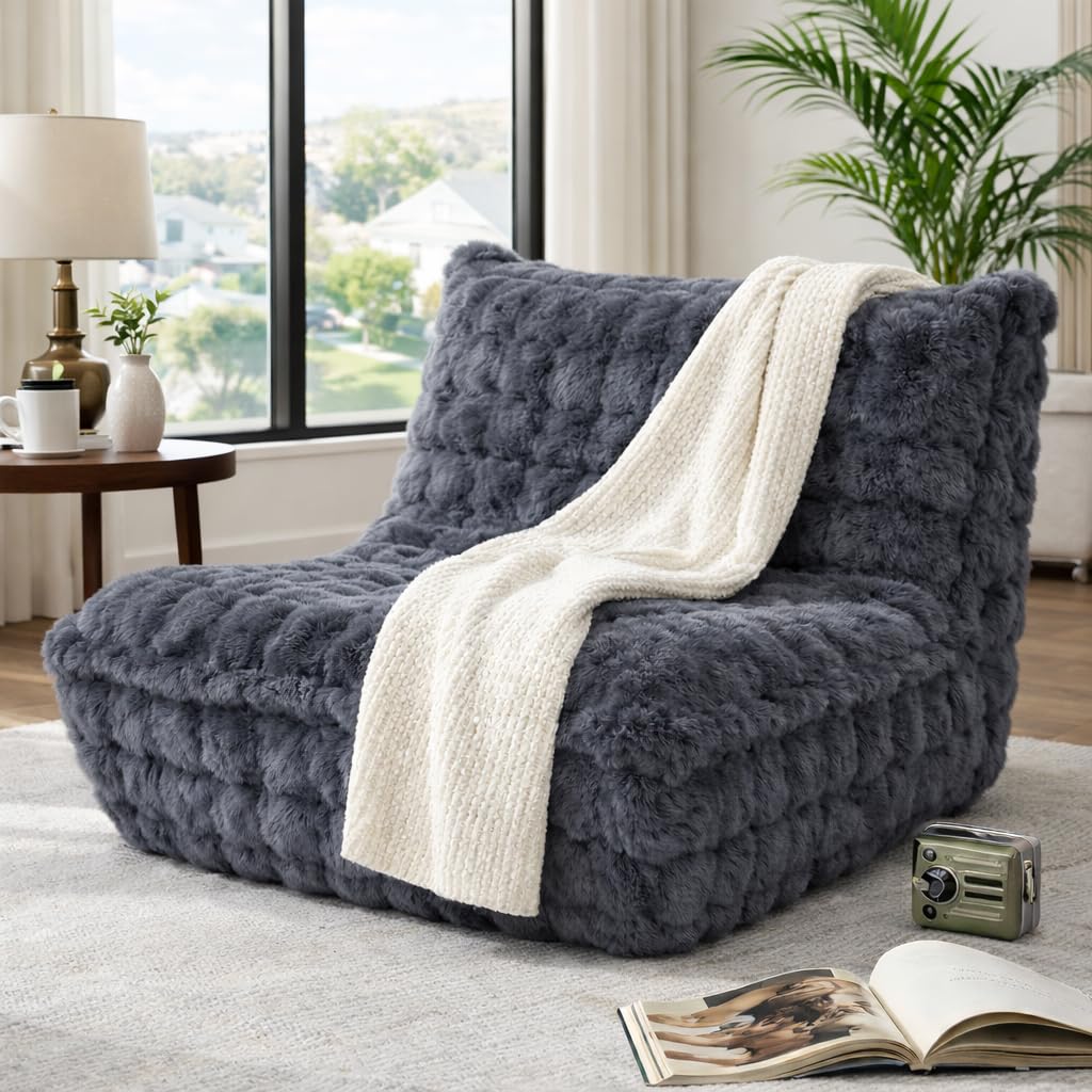 KKdema memory foam bean bag provides cushioned comfort during gaming.