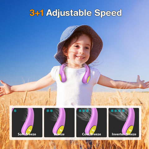 Kkdi kids neck fan 4 speeds dial to customize breeze.