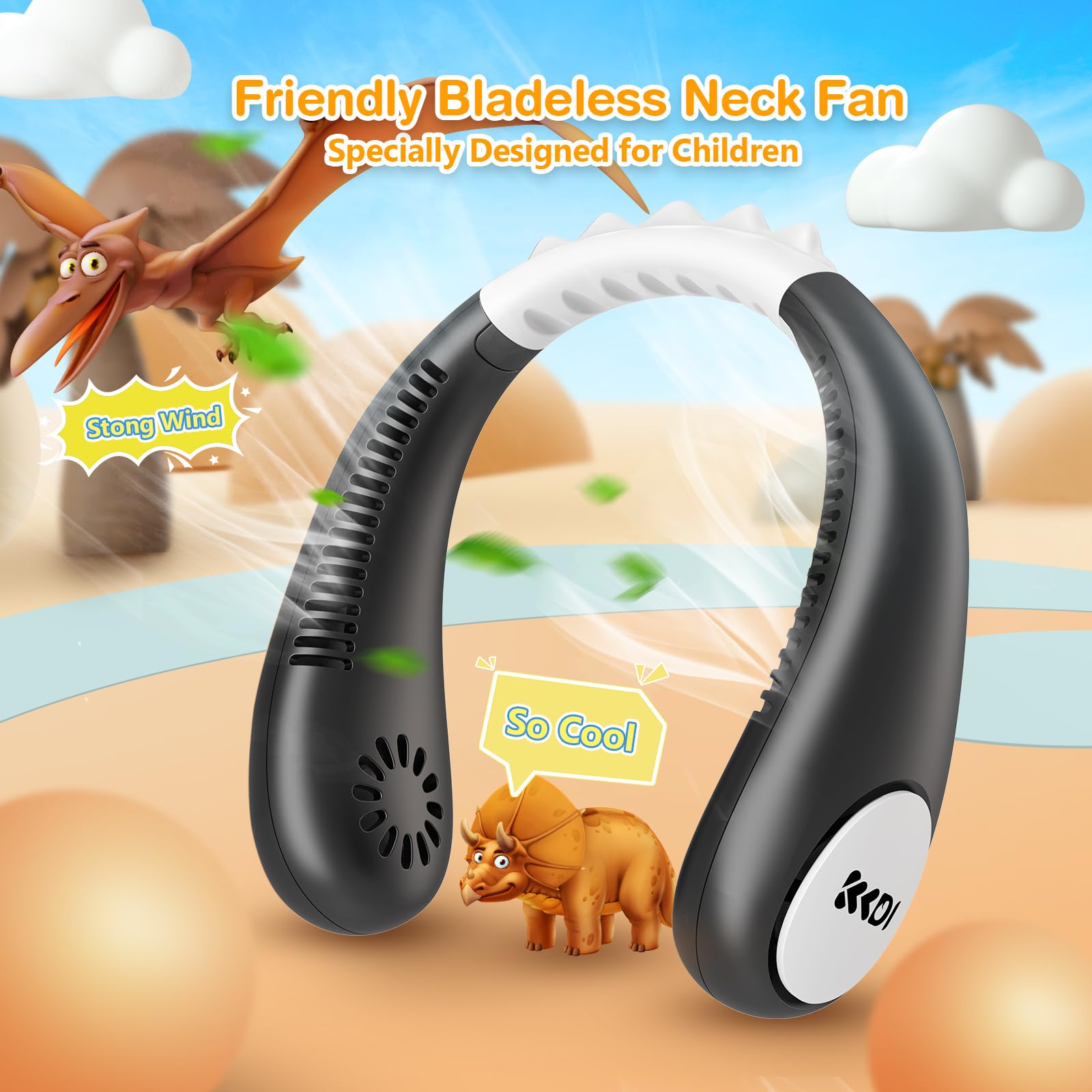 KKDI Kids Neck Fan in compact size for travel
