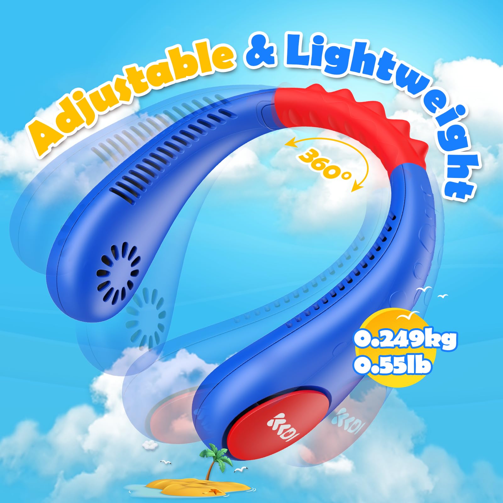 KKDI kids neck fan one-button control for easy use.