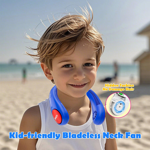 KKDI kids neck fan soft air flow for gentle everyday cooling.