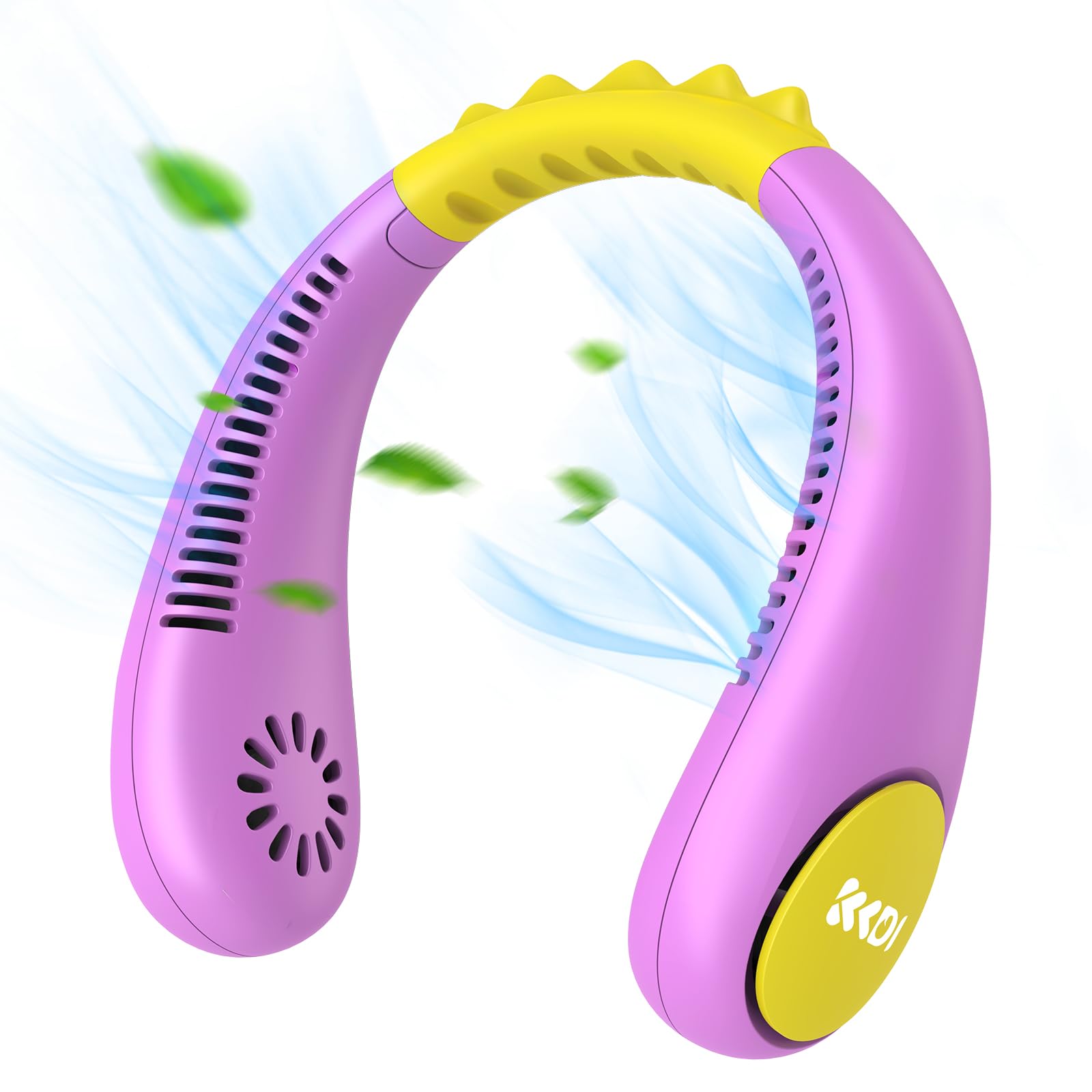 Kkdi kids neck fan worn on neck for hands-free cooling on outings.
