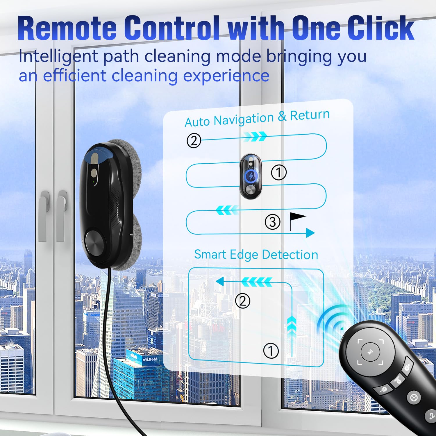 KKI Window Cleaning Robot automatic suction adjustment for dirt levels