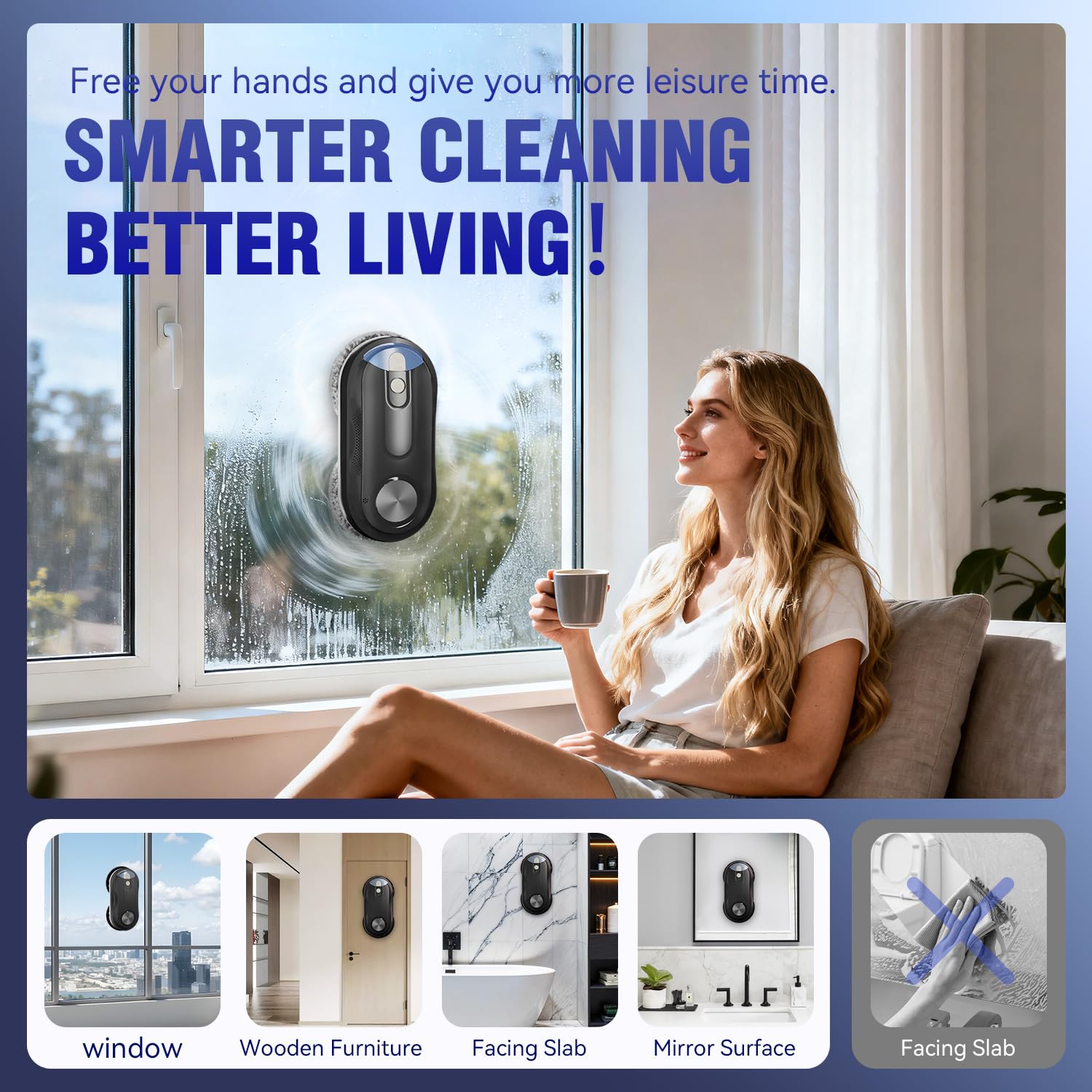 KKI Window Cleaning Robot dual spray action improving coverage