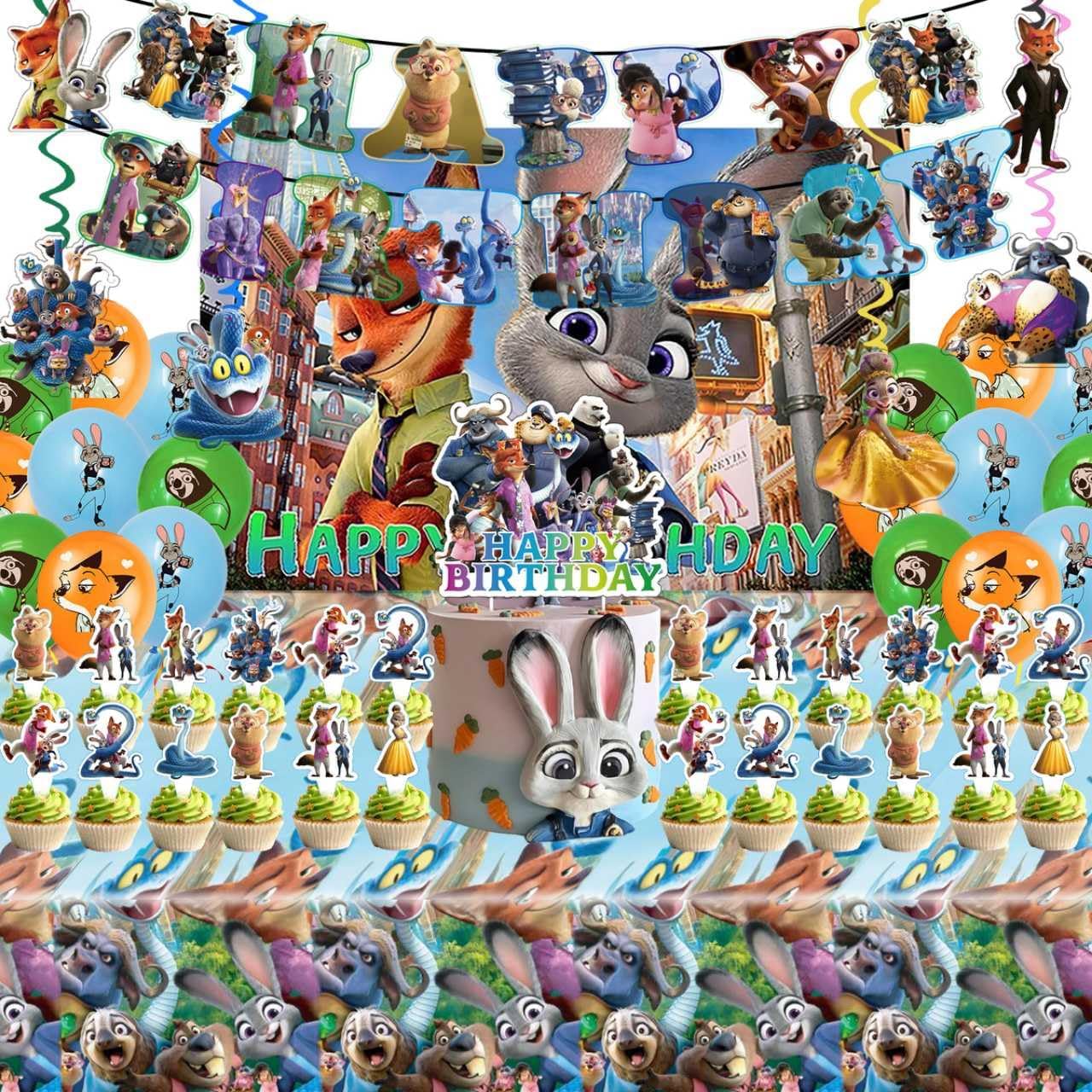KKOND Zootopia2 birthday backdrop for photo-worthy celebrations