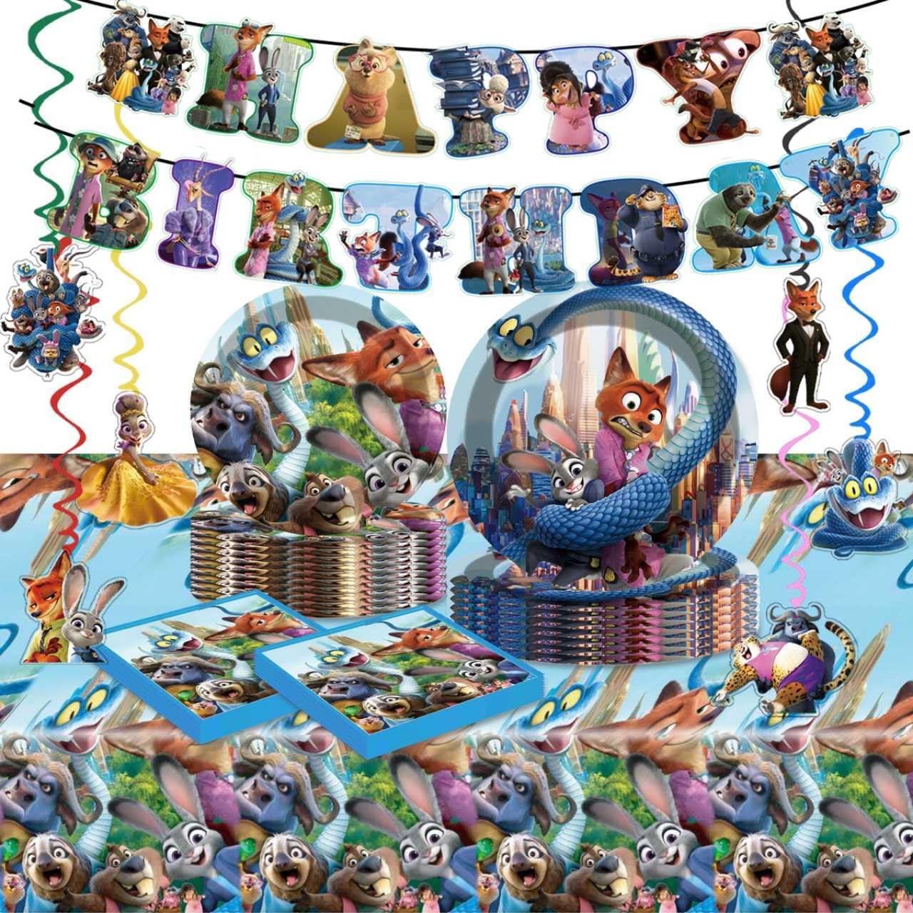 KKOND Zootopia2 tablecloth spread for a vibrant birthday setup