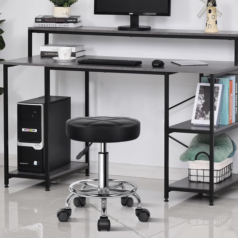 KKTONER height-adjustable stool with hydraulic gas lift supports precise seating from 19.3 to 25.2 inches.