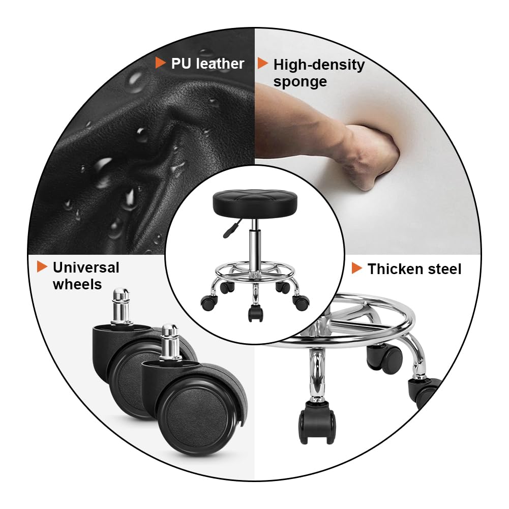 KKTONER leather PU-stool withstands spills and oils while remaining easy to clean.