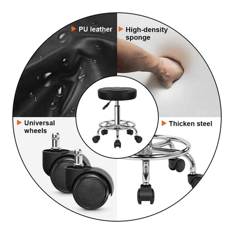 KKTONER leather PU-stool withstands spills and oils while remaining easy to clean.