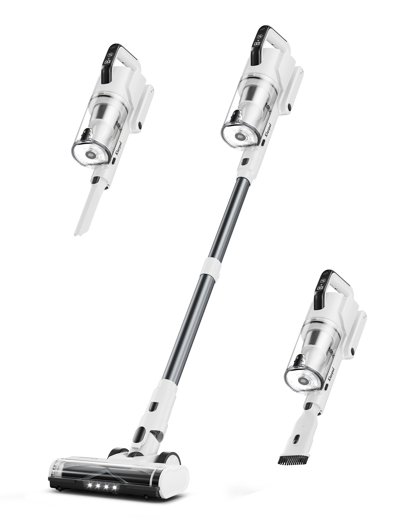 Klarpul cordless vacuum with 50KPa suction captures fine dust for a spotless home