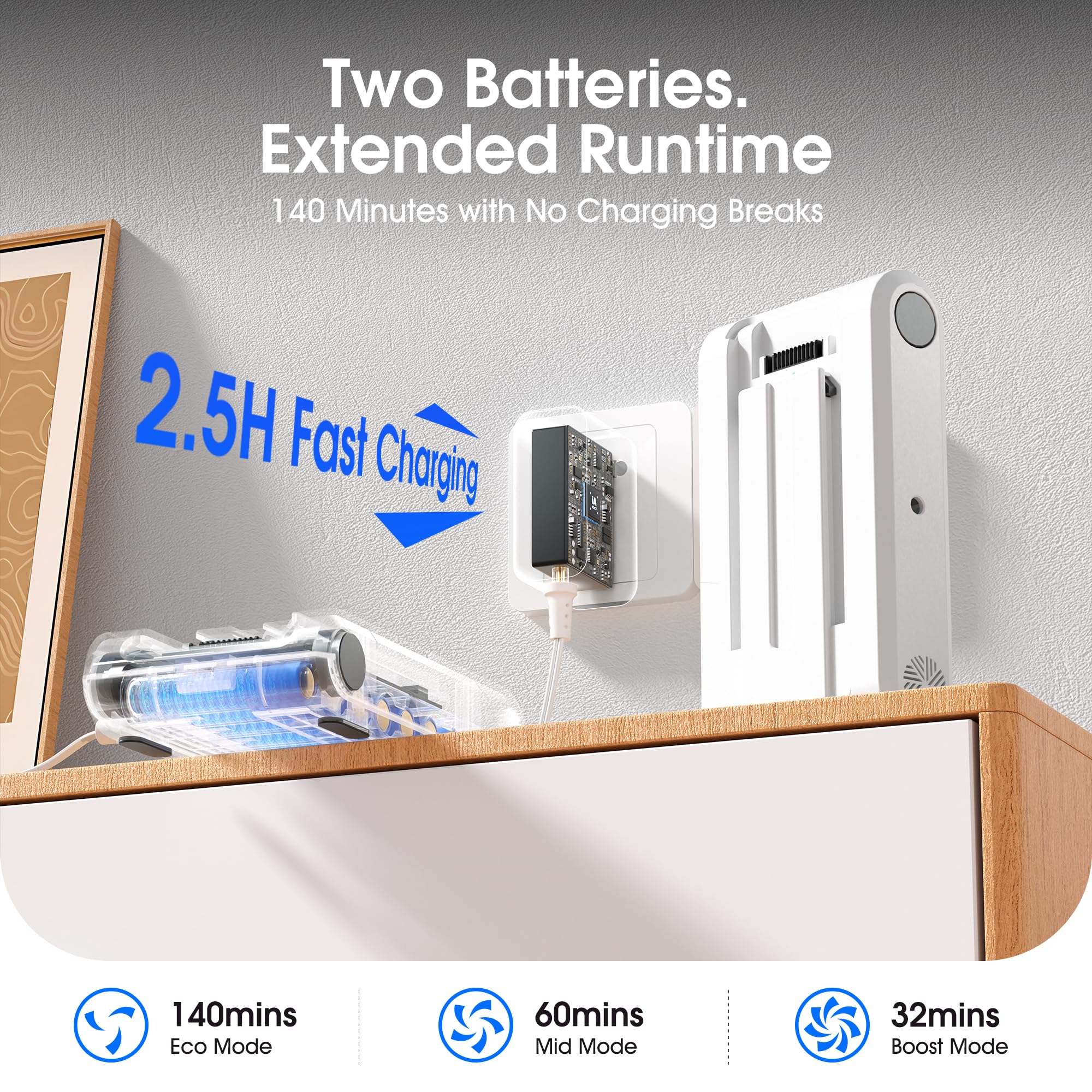 Klarpul fast-charging feature cuts downtime between cleanups.
