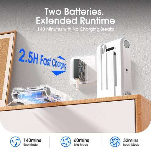 Klarpul fast-charging feature cuts downtime between cleanups.