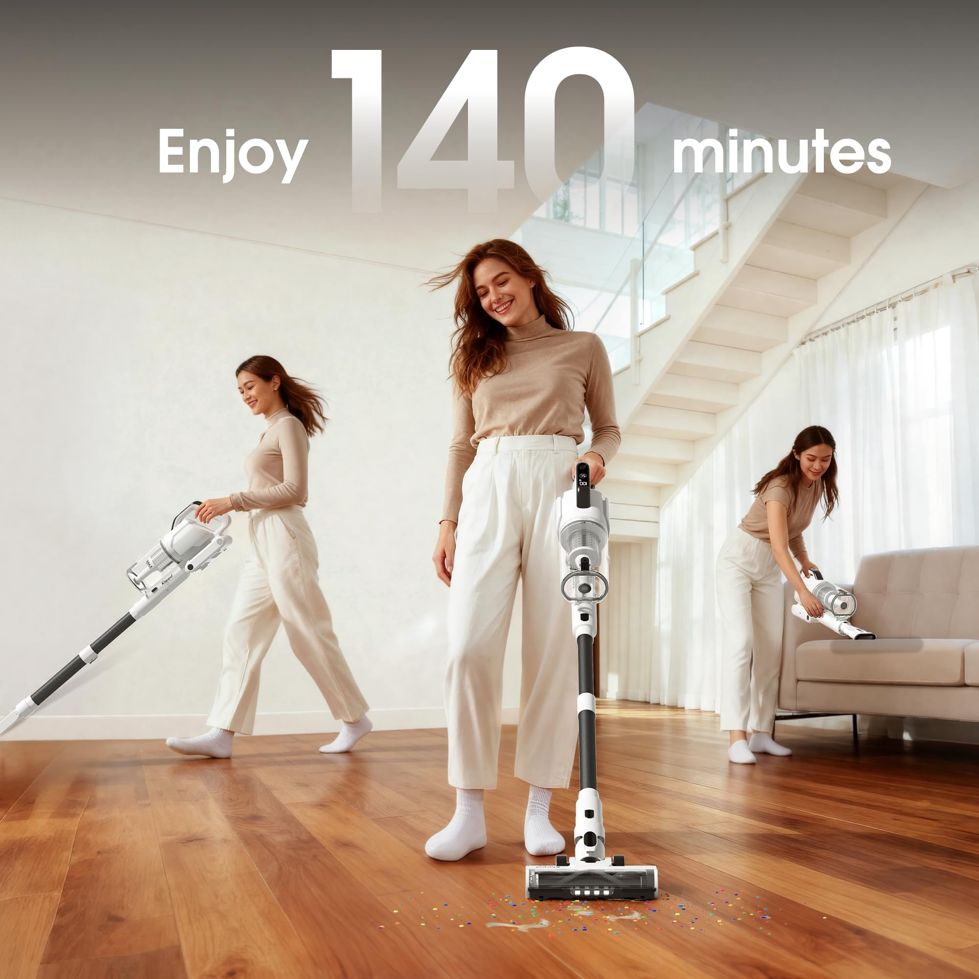 Klarpul LED touch control shows mode and battery at a glance.