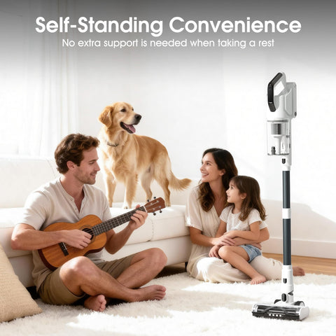 Klarpul self-standing vacuum for easy between-task placement.