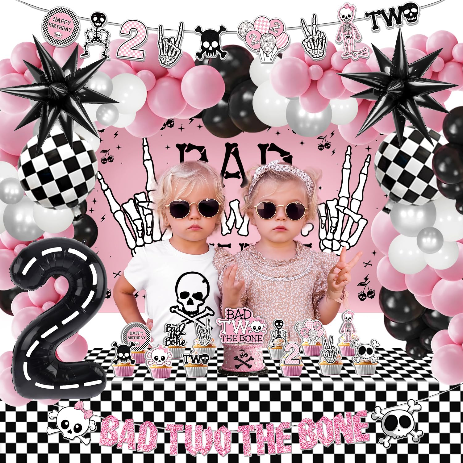 Klarvyius Bad Two the Bone banner creates a focal point for party decor.