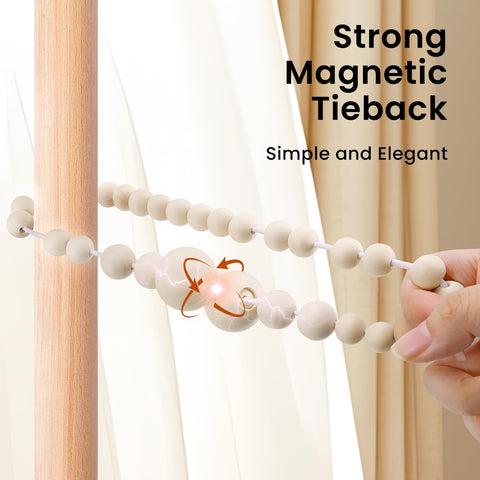 KLOGTSIND living room setup shows effortless curtain holdbacks in daily use