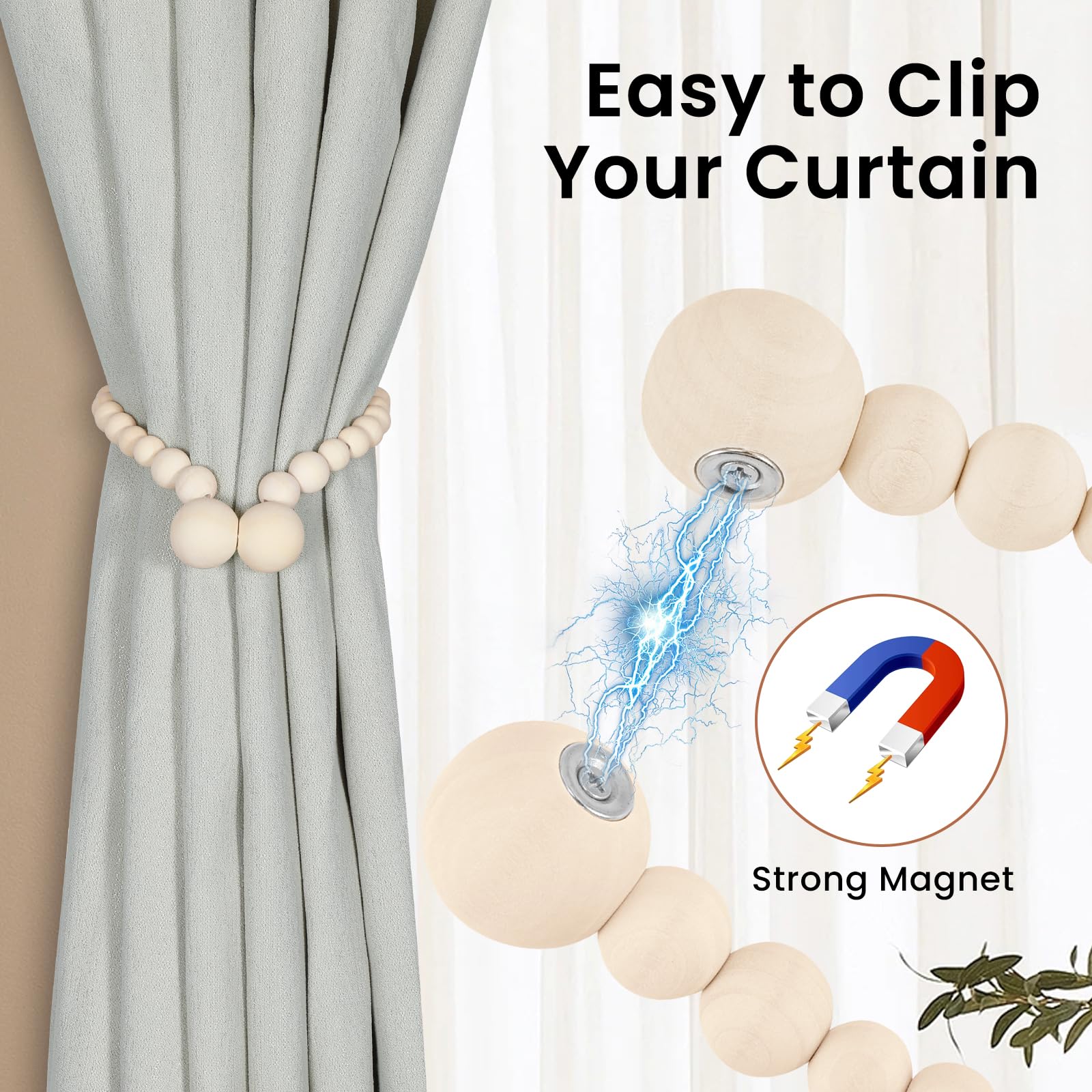 KLOGTSIND magnetic tiebacks in use showcase boho style and easy no-drill setup