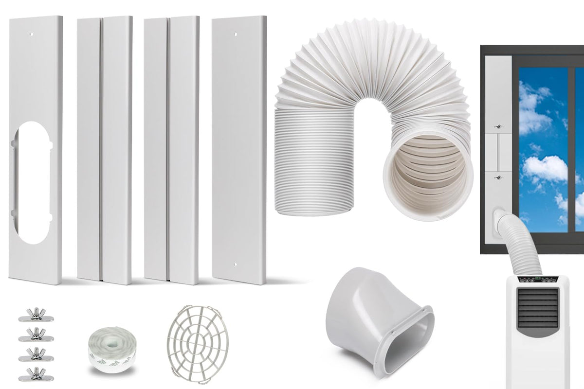 KLOLKUTTA portable AC window kit installed in window for efficient cooling