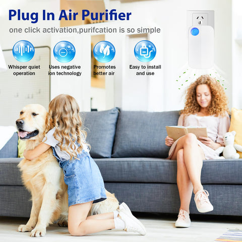 KLVEU Ion Air Purifier on office desk with unobtrusive footprint.