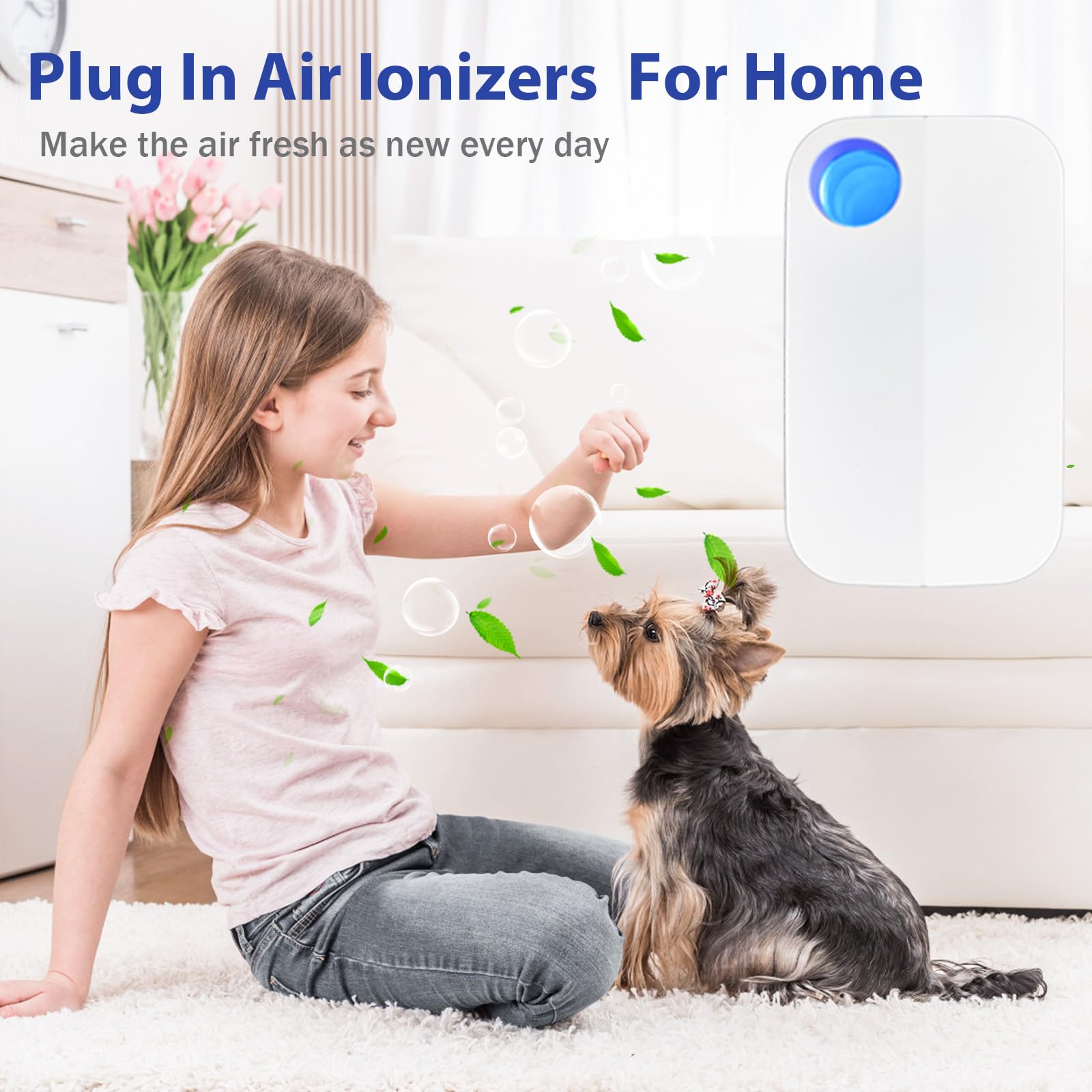 KLVEU Ion Air Purifier plug-in setup with standard outlets.