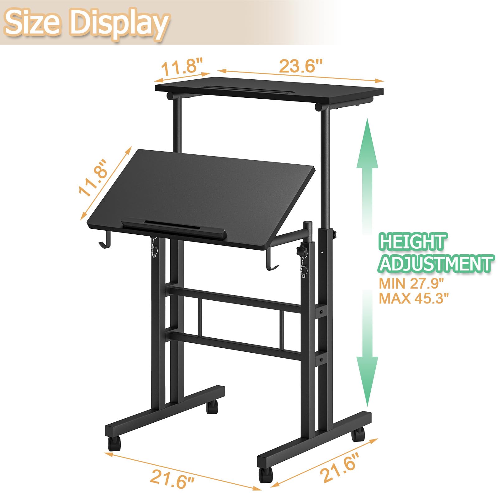 Klvied tiltable desktop tilts up to 40 degrees for comfortable reading