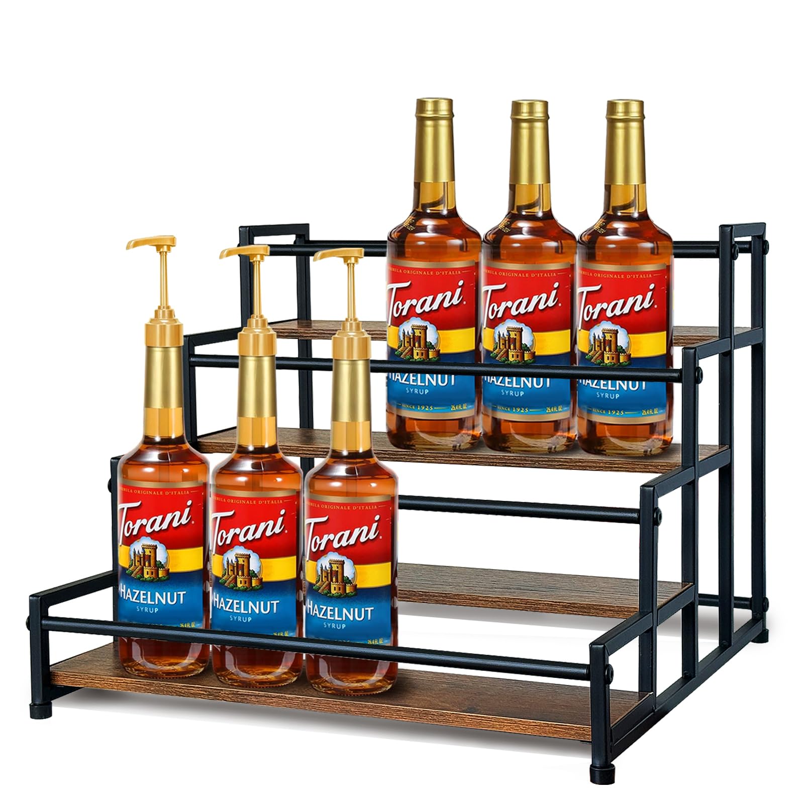 Klxuyuo 4-Tier Syrup Rack side view highlighting stable footprint