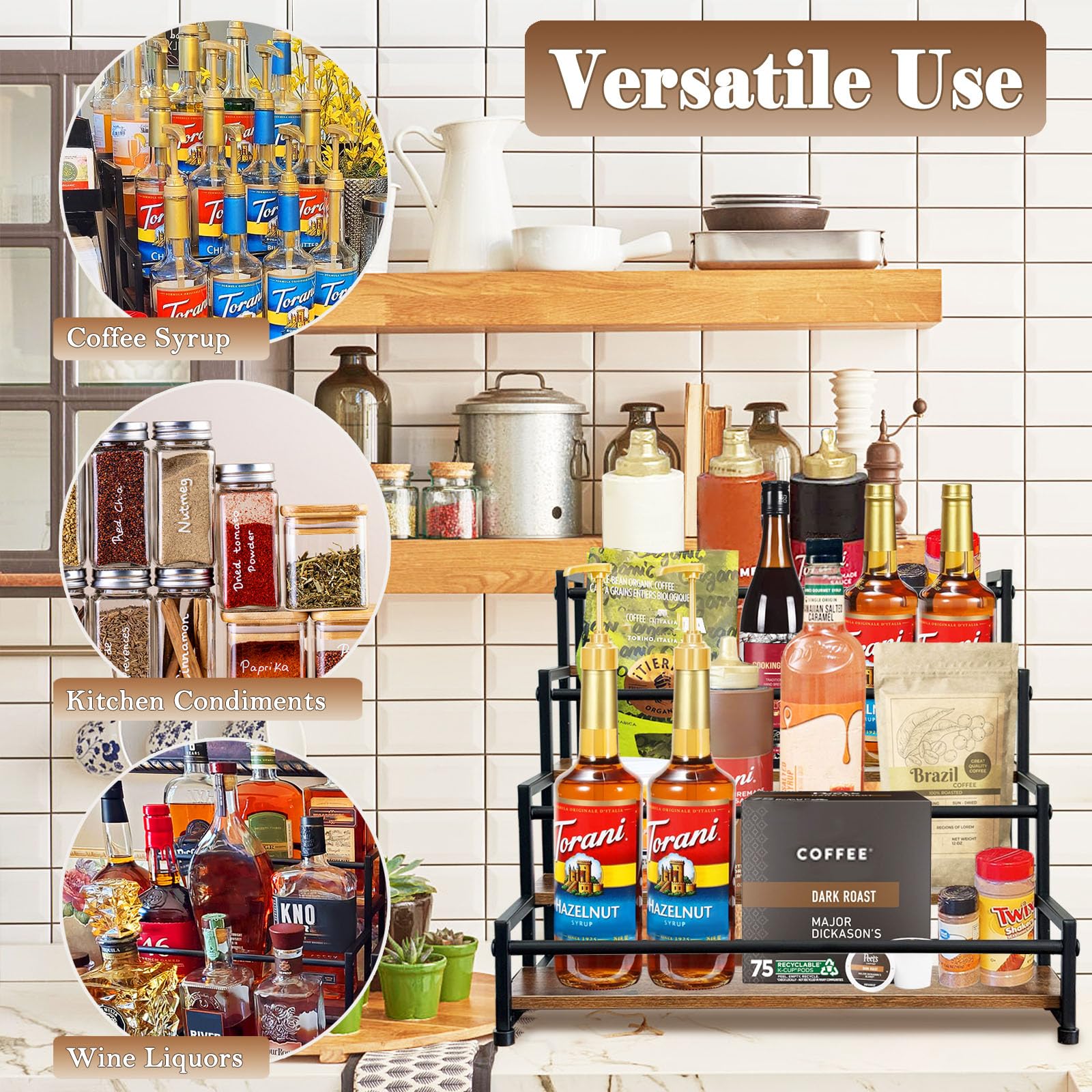 Klxuyuo Syrup Rack displaying 20 bottles for easy beverage prep