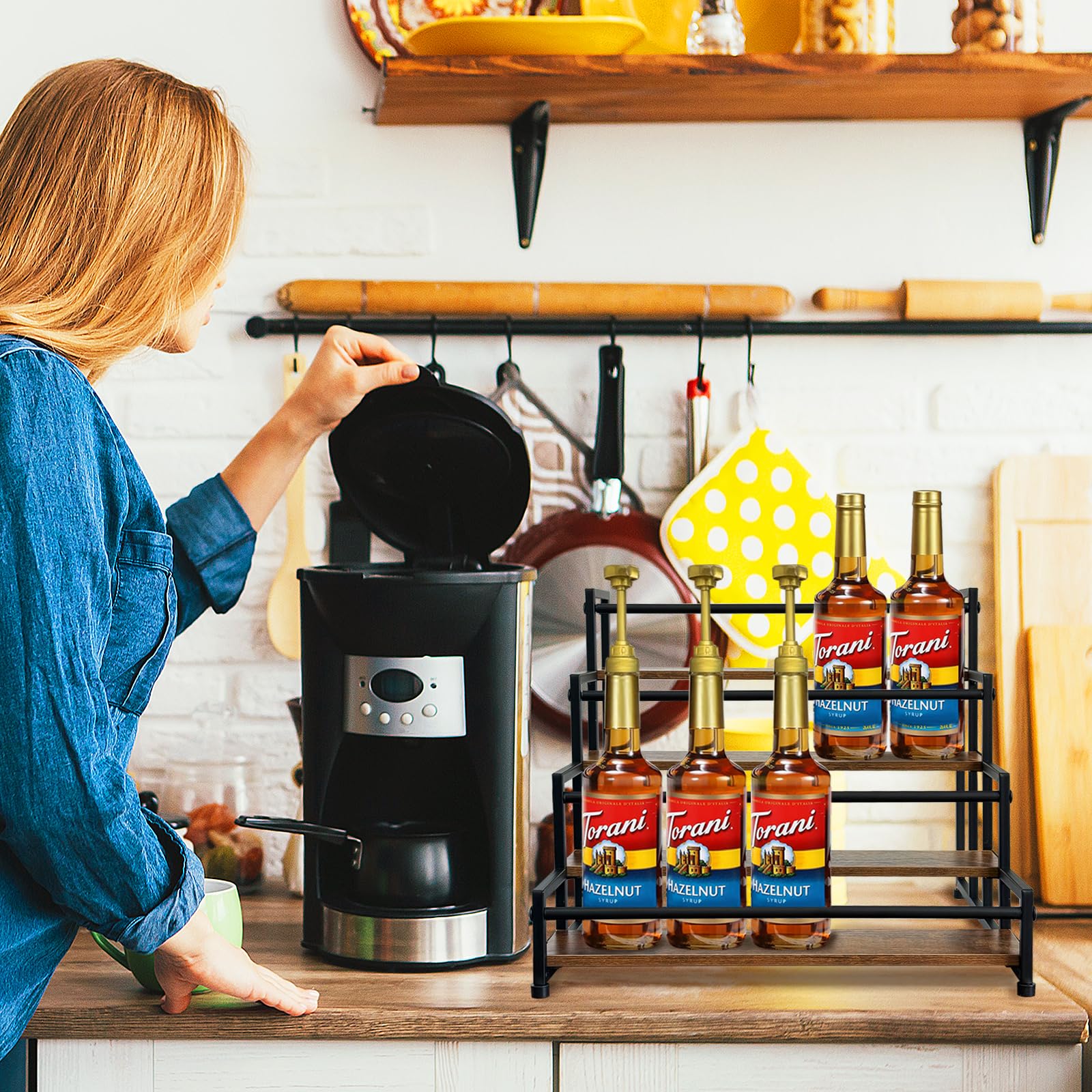 Klxuyuo Syrup Rack with sturdy metal frame for daily use