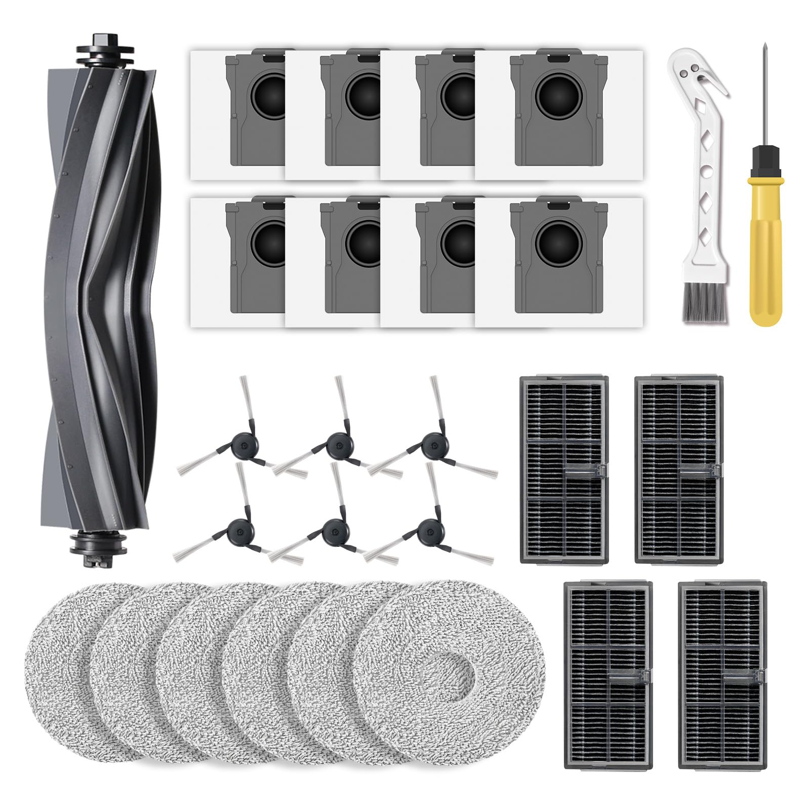 Klypticfit robot vacuum replacement kit rubber brush for hair pickup and floor protection.