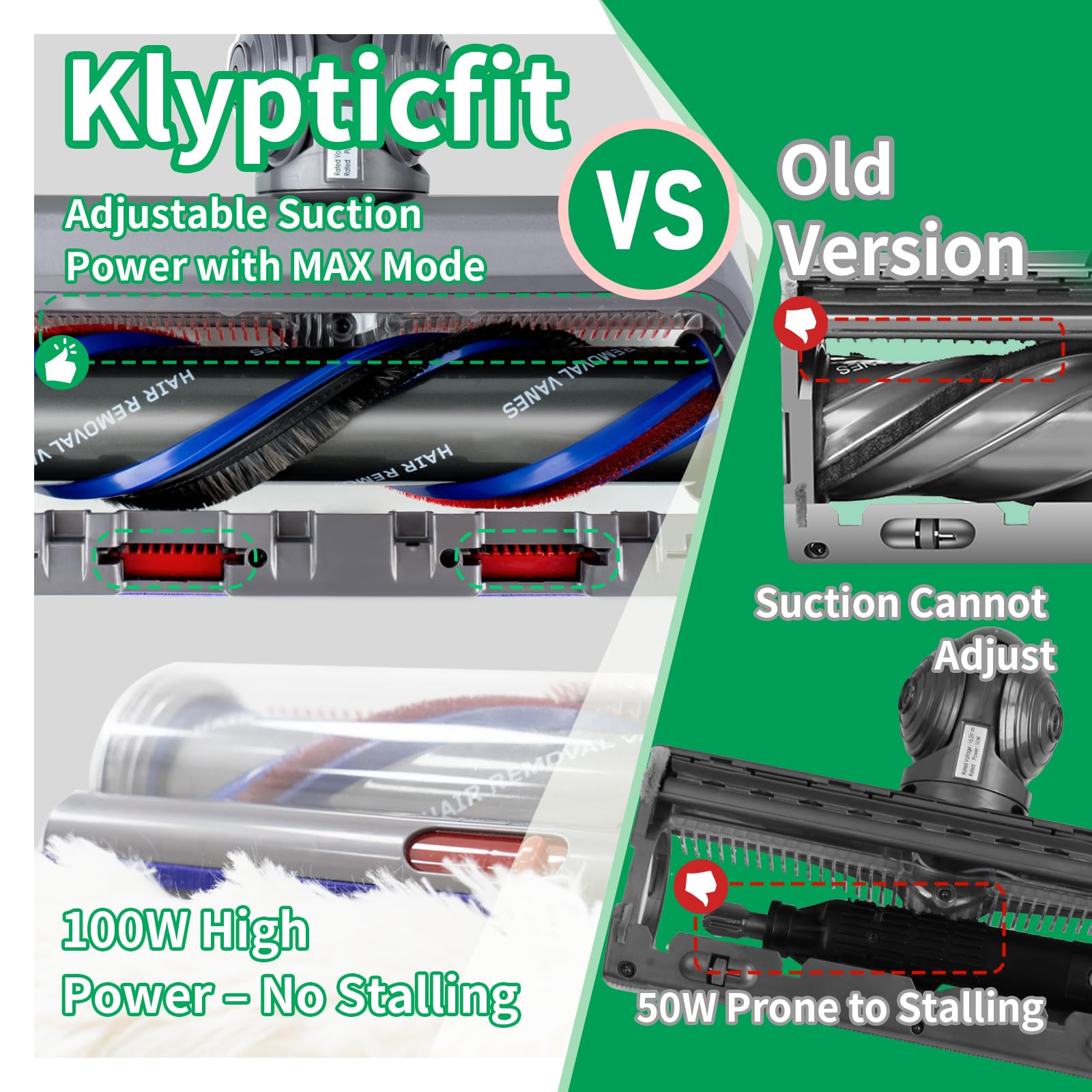 Klypticfit tool-free installation makes head replacement quick.